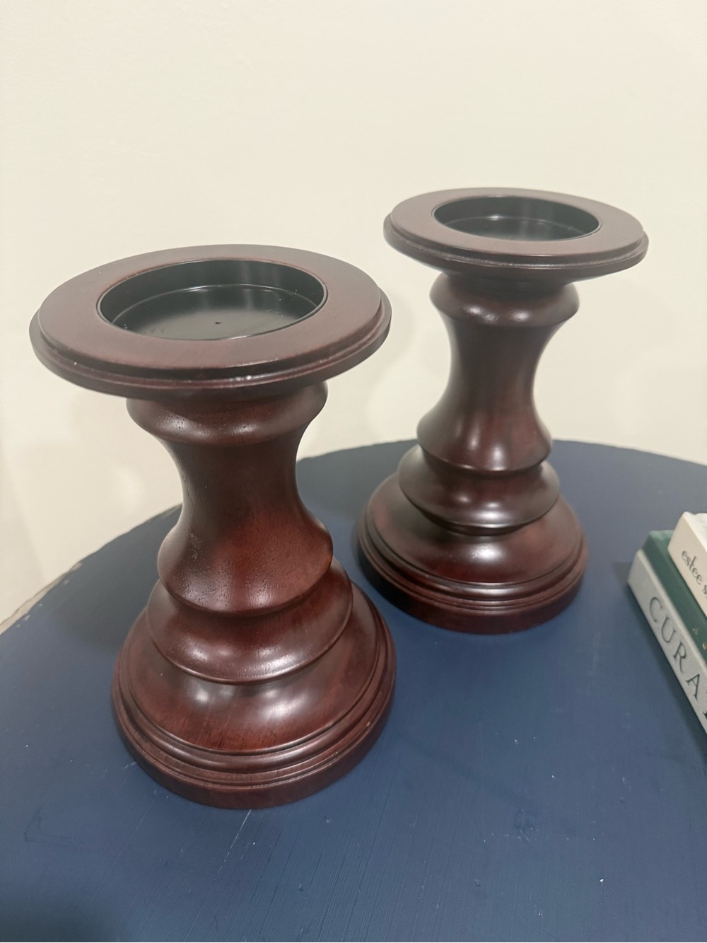 NWT Williams Sonoma Wooden Pillars for Candles. Sold as pair.